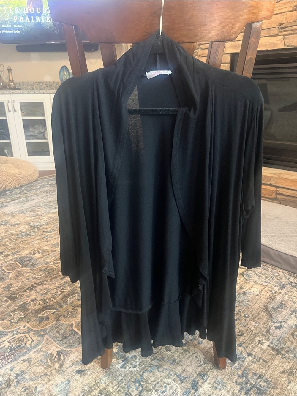 Women's Black Open Drape Cardigan Sweater